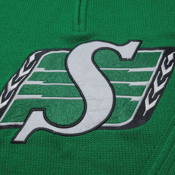 Saskatchewan Roughriders Vintage Acrylic Knit 1/4 Zip Sweater Men's Medium CFL - Picture 2 of 8